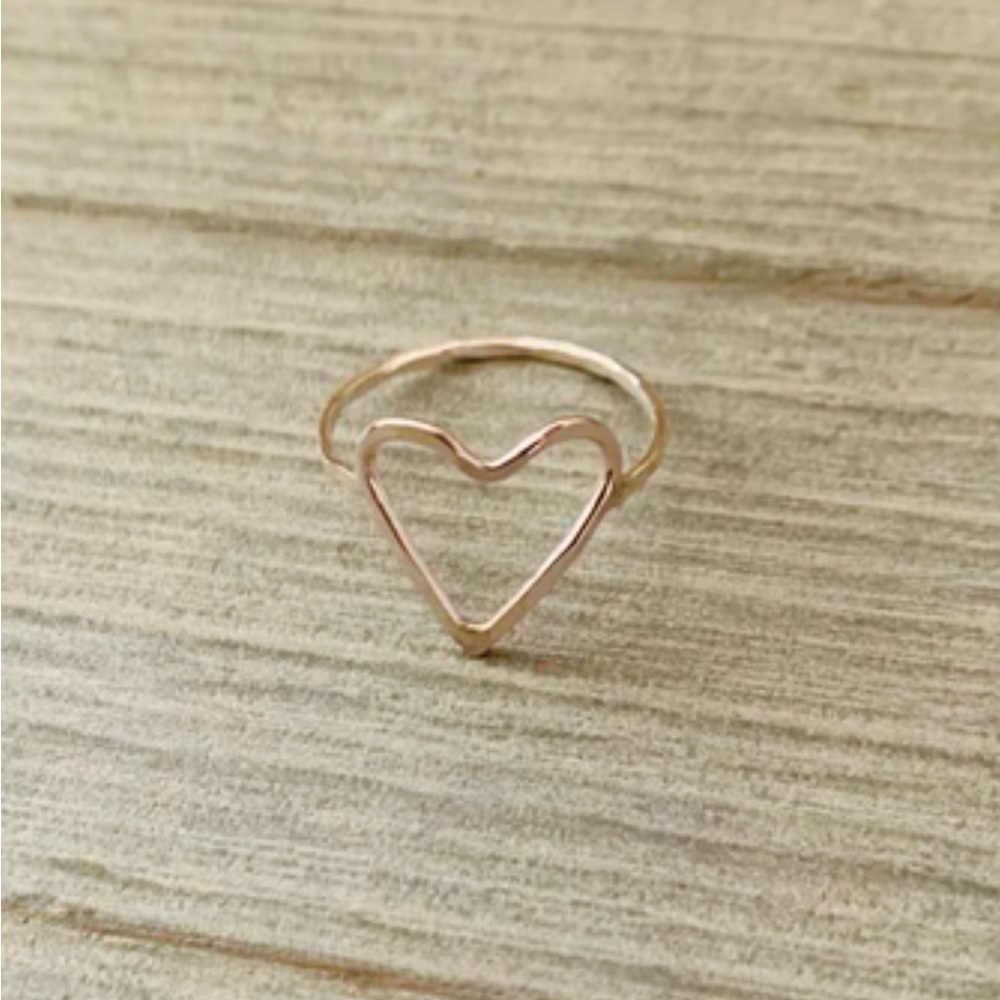 Elegant Hand Hammered Heart Ring in 14k Rose Gold Fill, Size 5